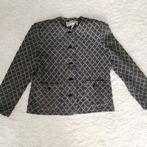 VINTAGE 80s 90s Blue White Textured Crop Suit Jacket